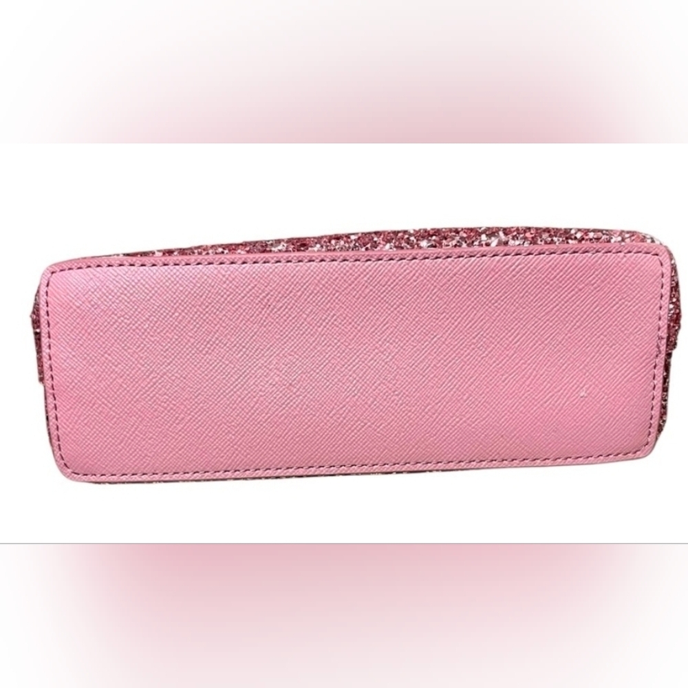 KATE SPADE Greta Court Little Shiloh Sparkle Cosmetic Bag Dusty Rose Peony - Picture 4 of 10